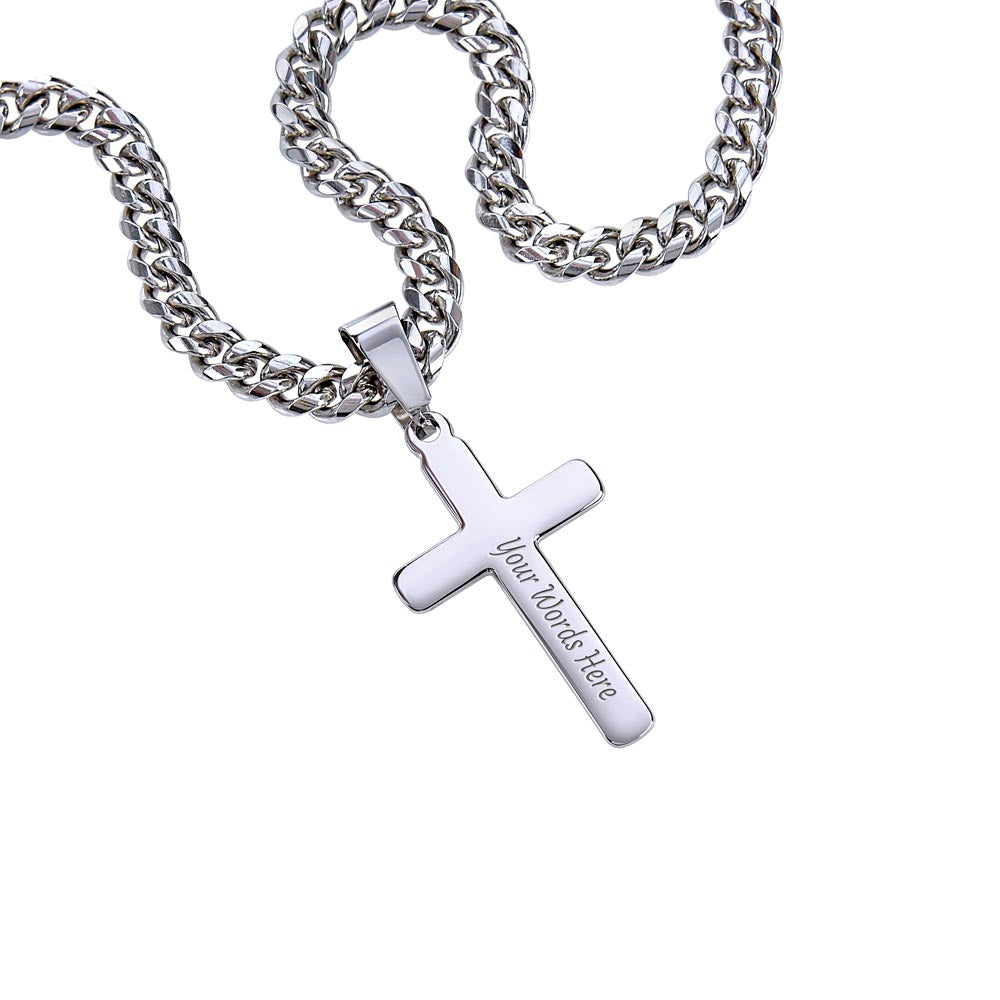 To My Beautiful Daughter | This Old Heart Will Love you Always | Cuban Chain with Artisan Cross Necklace