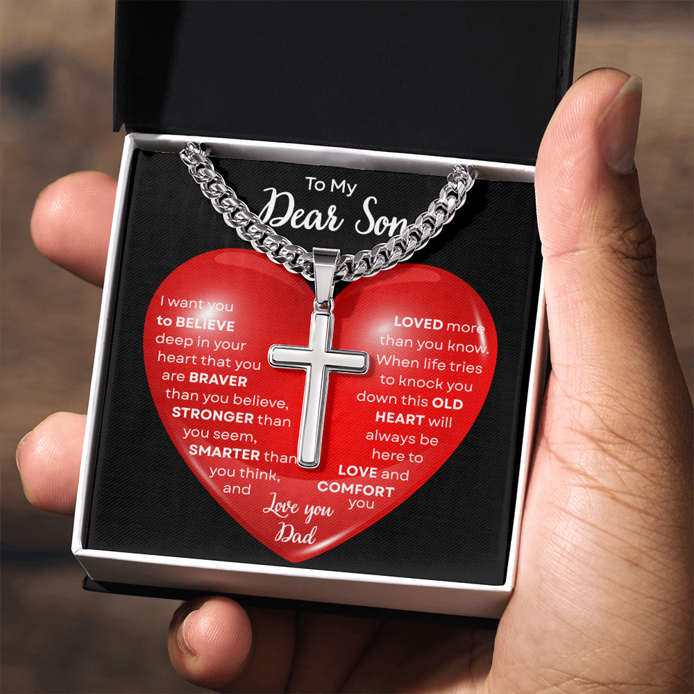 To My Beautiful Daughter | This Old Heart Will Love you Always | Cuban Chain with Artisan Cross Necklace