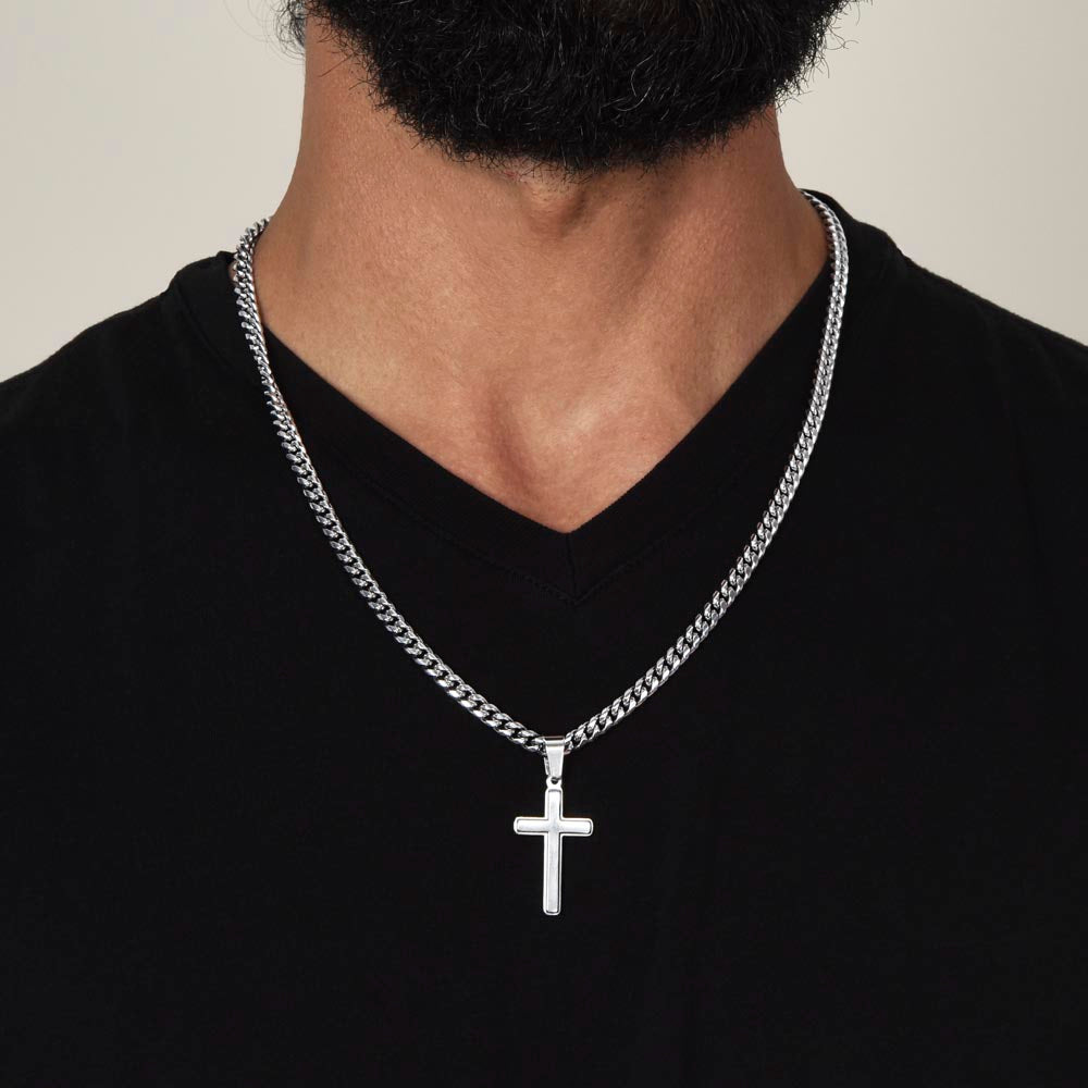 To My Beautiful Daughter | This Old Heart Will Love you Always | Cuban Chain with Artisan Cross Necklace
