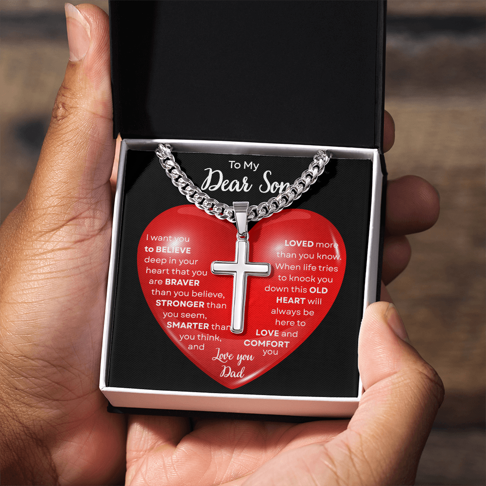 To My Beautiful Daughter | This Old Heart Will Love you Always | Cuban Chain with Artisan Cross Necklace