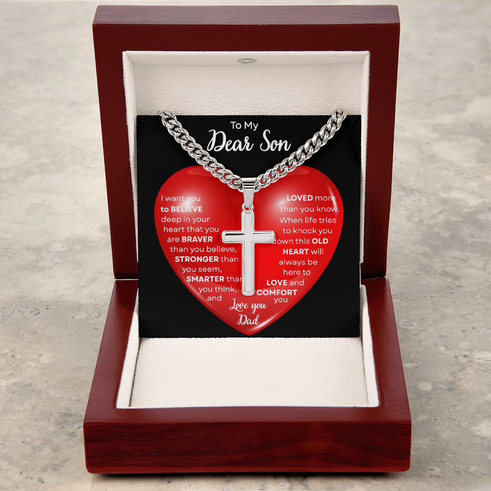 To My Beautiful Daughter | This Old Heart Will Love you Always | Cuban Chain with Artisan Cross Necklace