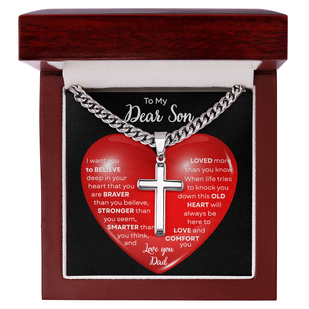 To My Beautiful Daughter | This Old Heart Will Love you Always | Cuban Chain with Artisan Cross Necklace
