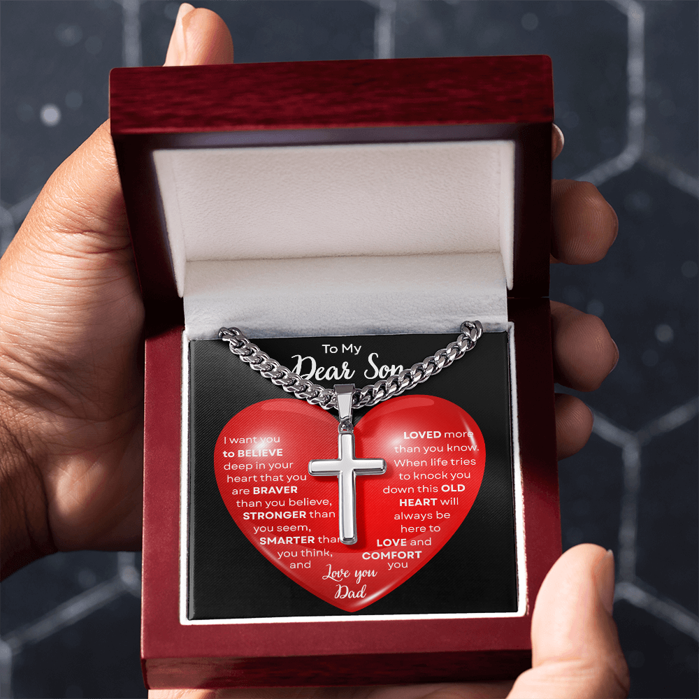 To My Beautiful Daughter | This Old Heart Will Love you Always | Cuban Chain with Artisan Cross Necklace