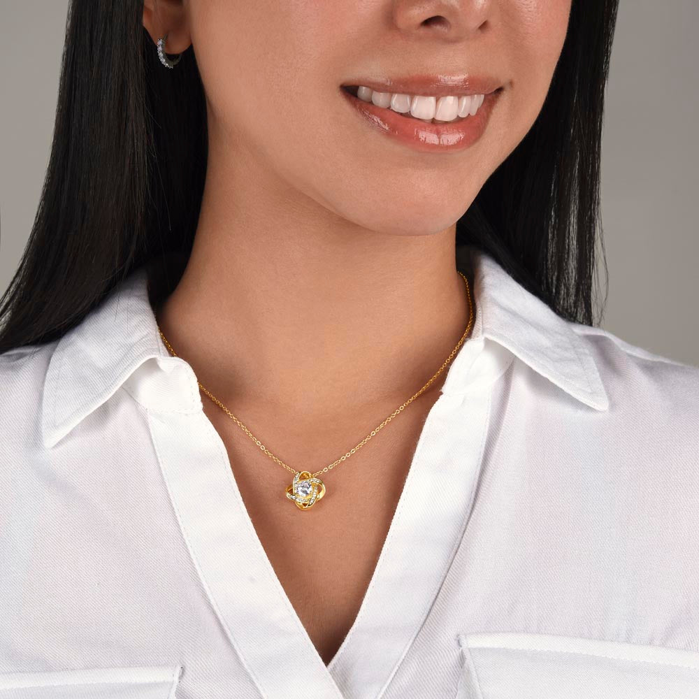 To My Beautiful Mom - Love Knot Necklace I Butterfly Message Card I Gold and Silver