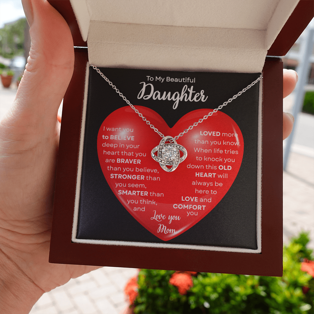 To My Beautiful Daughter | This Old Heart Will Love you Always | Love Knot Necklace