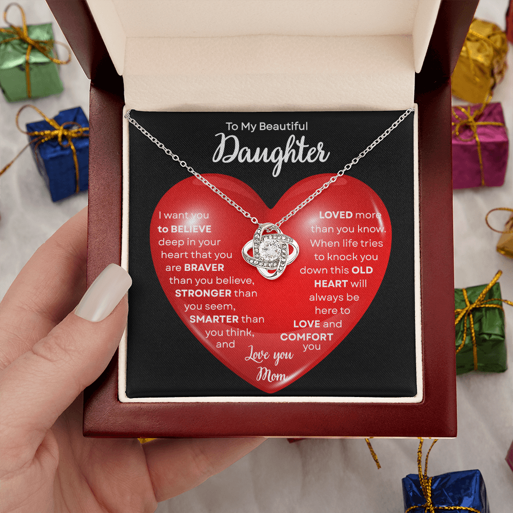 To My Beautiful Daughter | This Old Heart Will Love you Always | Love Knot Necklace
