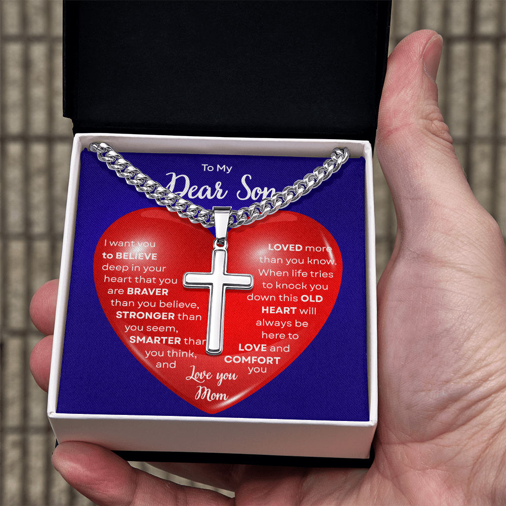 To My Beautiful Daughter | This Old Heart Will Love you Always | Cuban Chain with Artisan Cross Necklace