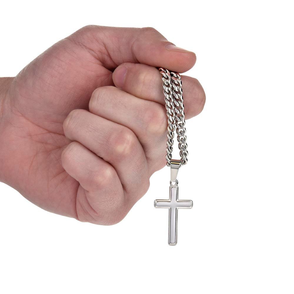 To My Little Boy Yesterday | Cuban Chain with Artisan Cross Neckless