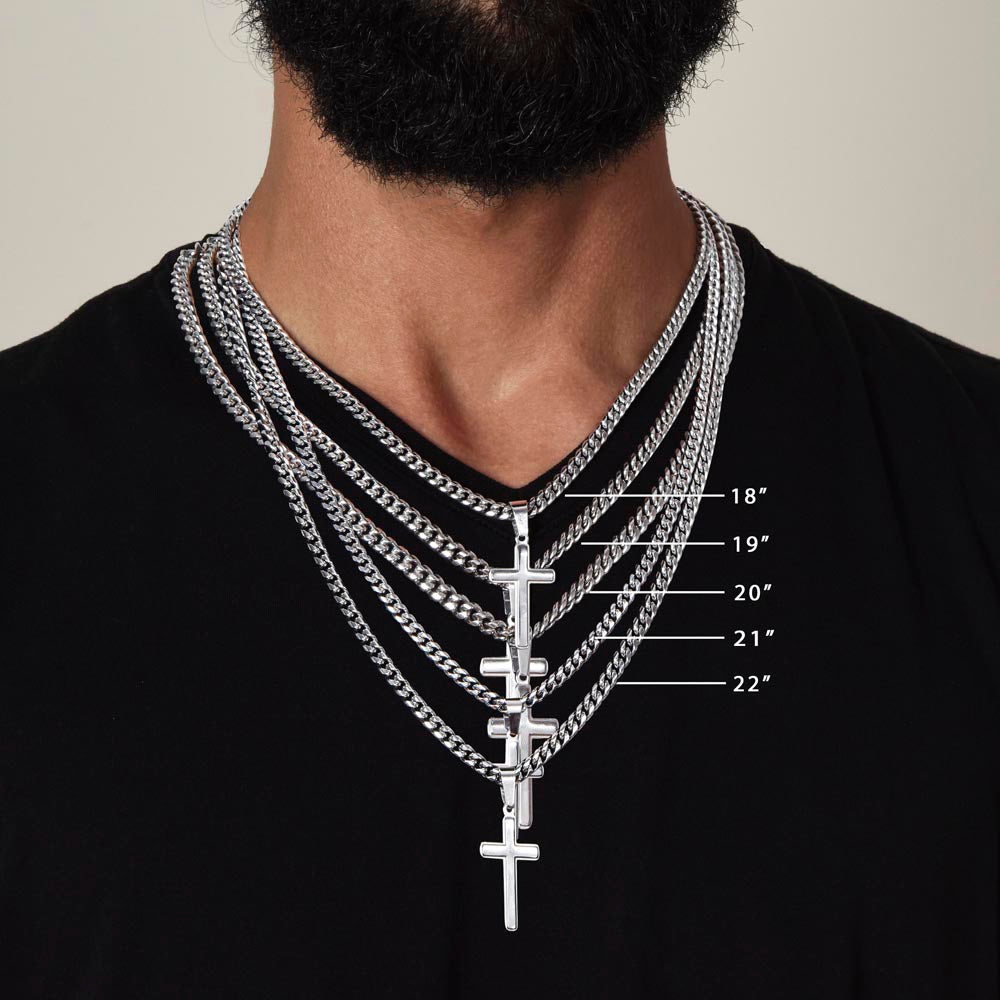 To My Beautiful Daughter | This Old Heart Will Love you Always | Cuban Chain with Artisan Cross Necklace