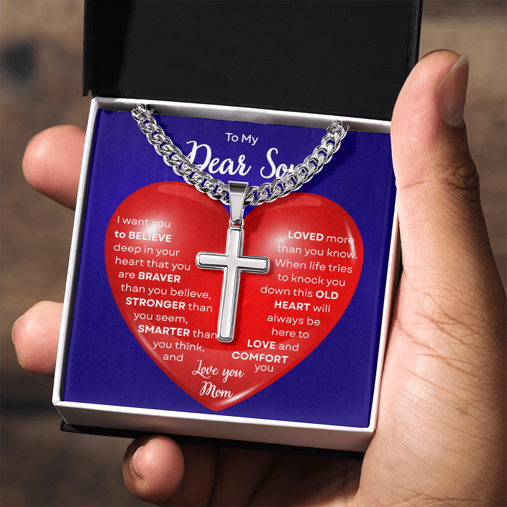 To My Beautiful Daughter | This Old Heart Will Love you Always | Cuban Chain with Artisan Cross Necklace