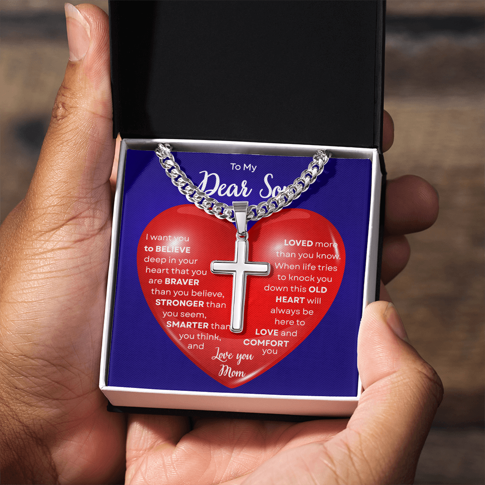 To My Beautiful Daughter | This Old Heart Will Love you Always | Cuban Chain with Artisan Cross Necklace