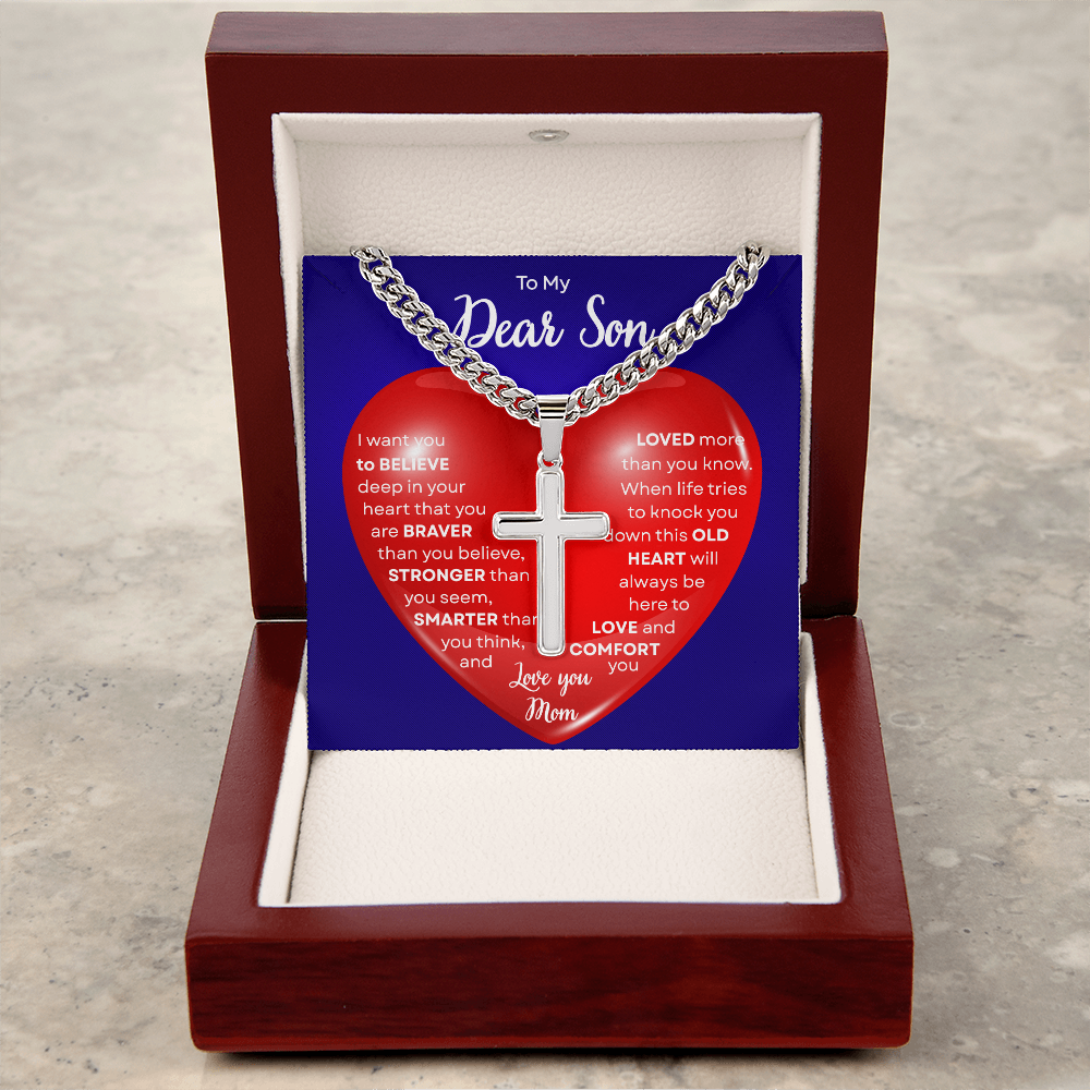 To My Beautiful Daughter | This Old Heart Will Love you Always | Cuban Chain with Artisan Cross Necklace