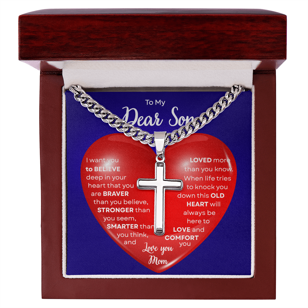 To My Beautiful Daughter | This Old Heart Will Love you Always | Cuban Chain with Artisan Cross Necklace