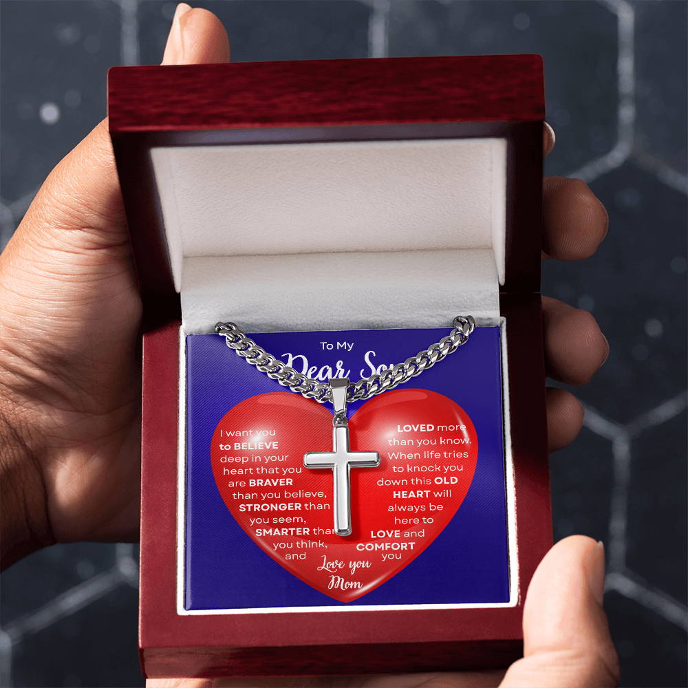 To My Beautiful Daughter | This Old Heart Will Love you Always | Cuban Chain with Artisan Cross Necklace
