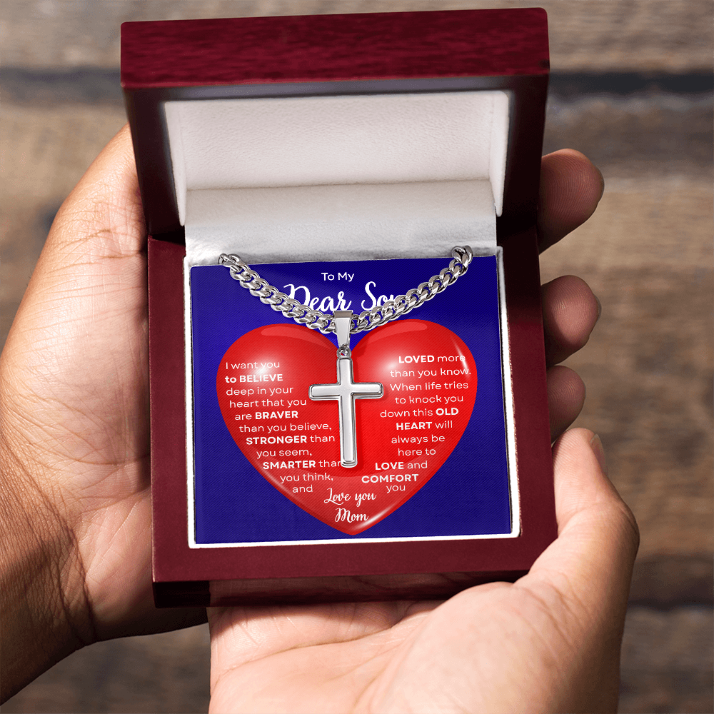 To My Beautiful Daughter | This Old Heart Will Love you Always | Cuban Chain with Artisan Cross Necklace