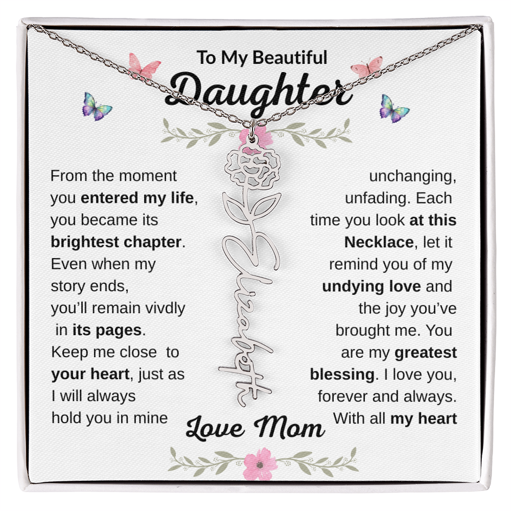 Beautiful customizable Birth Flower Name Necklace