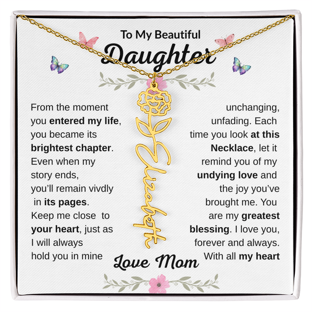 Beautiful customizable Birth Flower Name Necklace