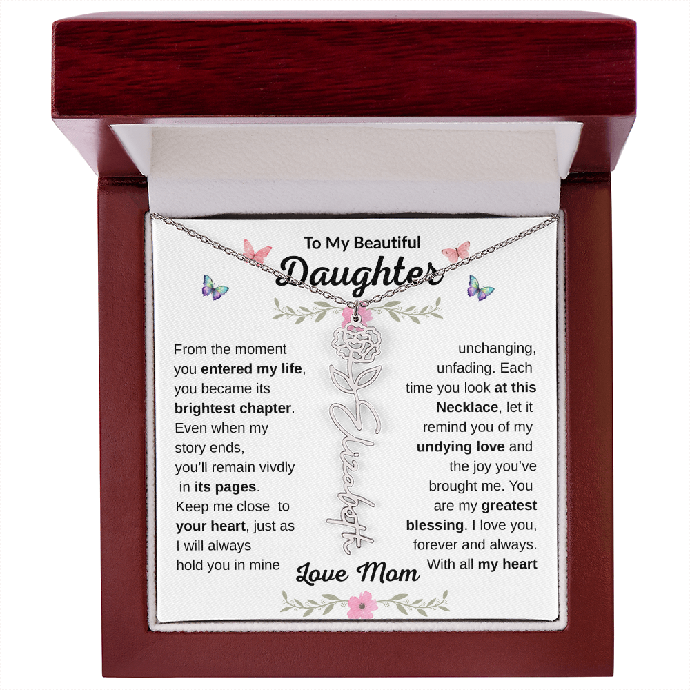 Beautiful customizable Birth Flower Name Necklace