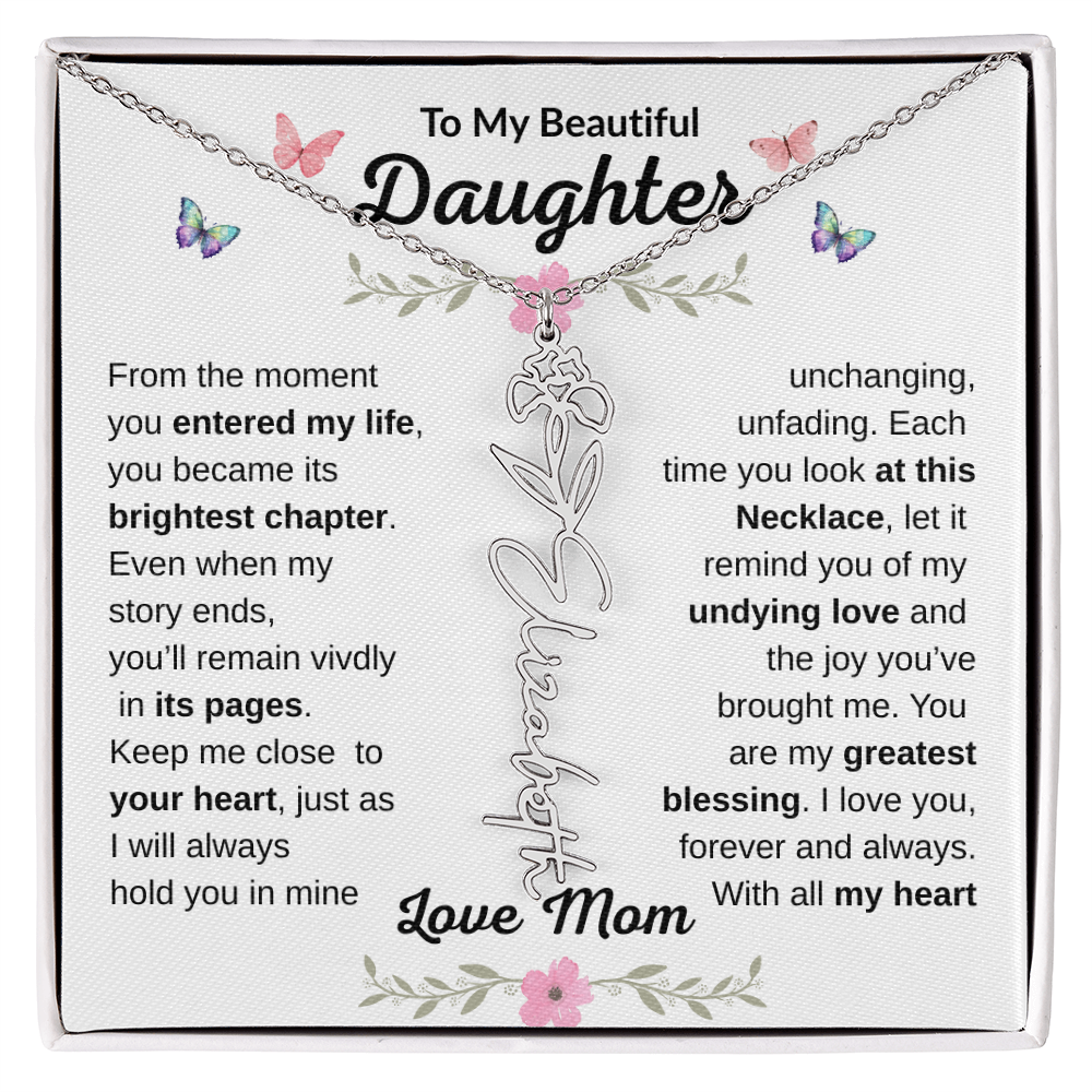 Beautiful customizable Birth Flower Name Necklace