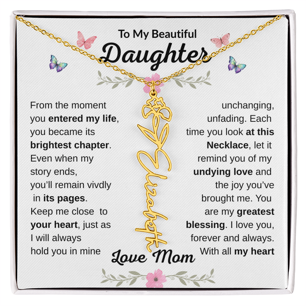 Beautiful customizable Birth Flower Name Necklace
