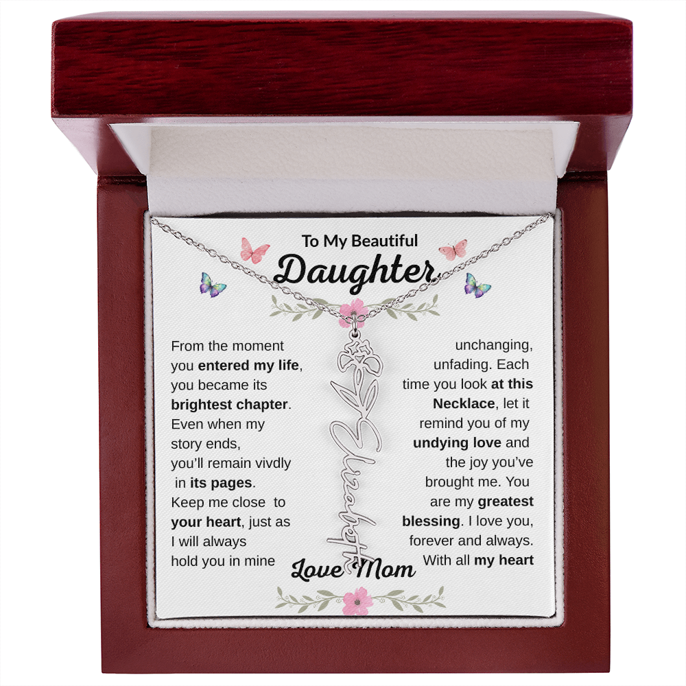 Beautiful customizable Birth Flower Name Necklace