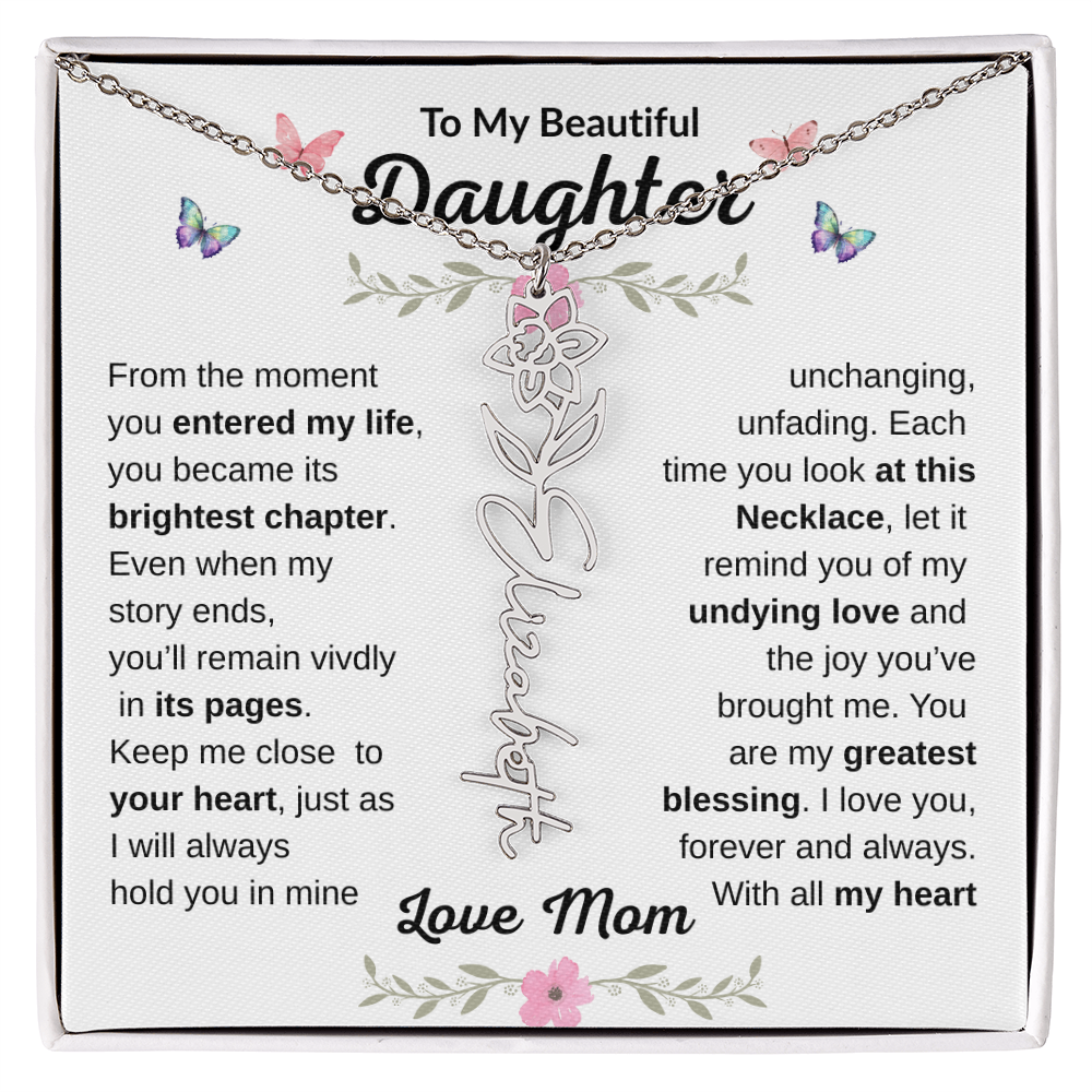 Beautiful customizable Birth Flower Name Necklace