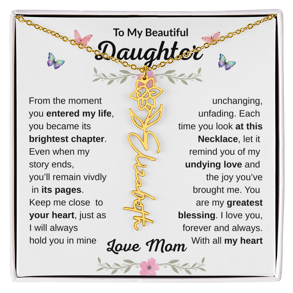 Beautiful customizable Birth Flower Name Necklace