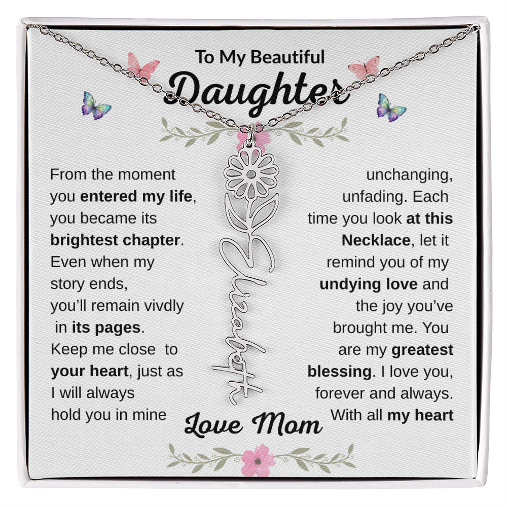 Beautiful customizable Birth Flower Name Necklace