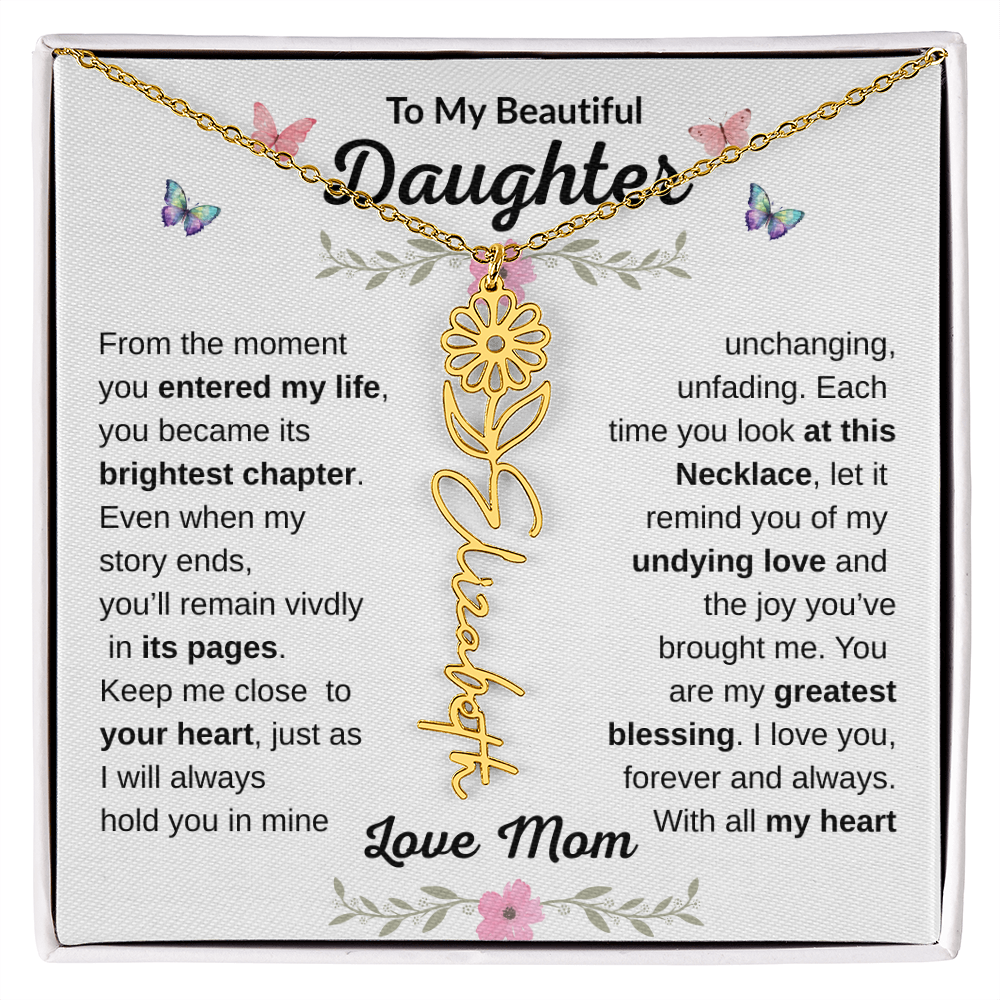 Beautiful customizable Birth Flower Name Necklace