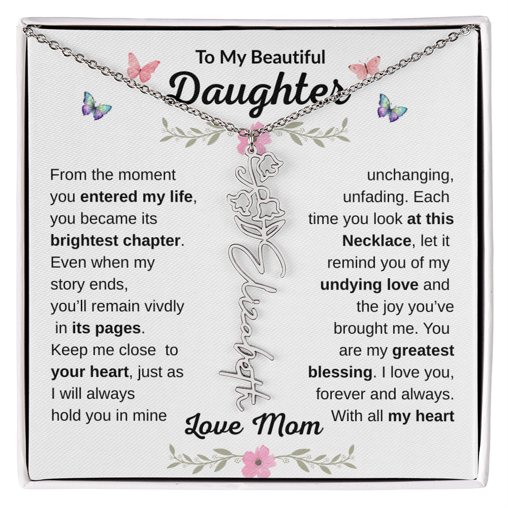 Beautiful customizable Birth Flower Name Necklace