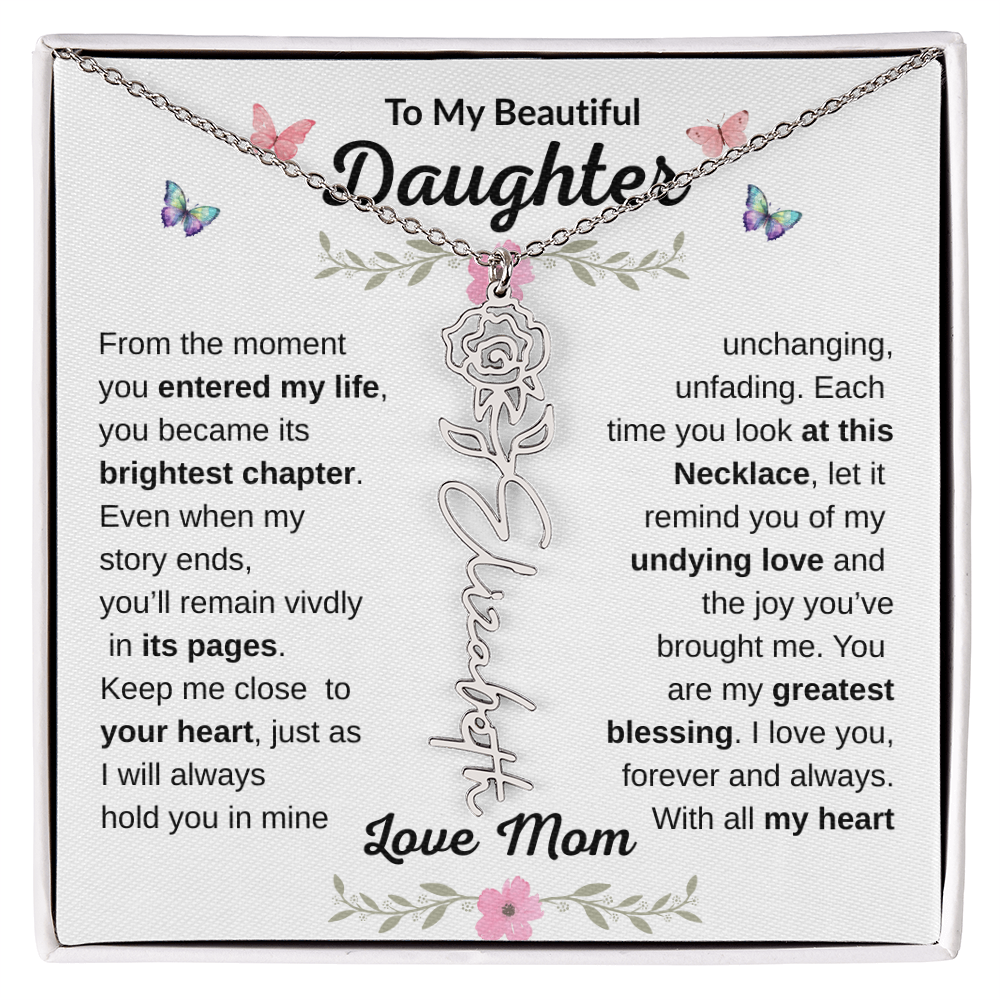 Beautiful customizable Birth Flower Name Necklace