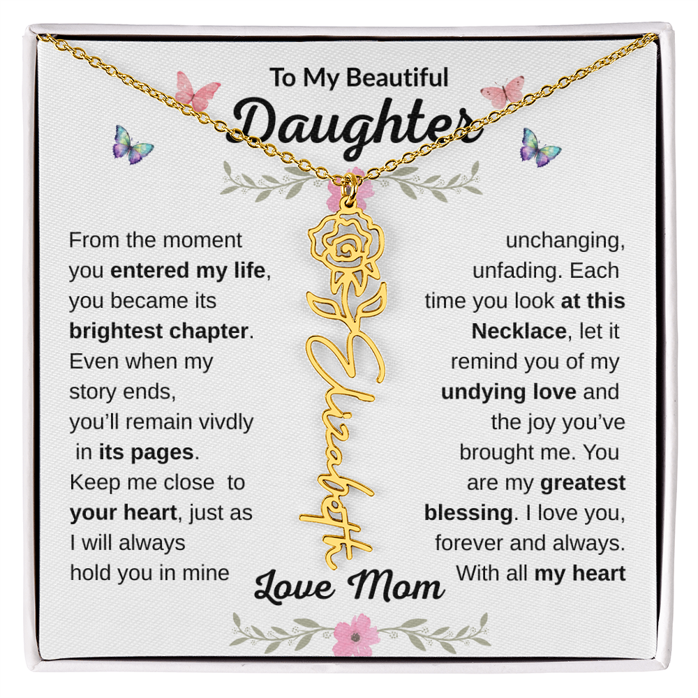 Beautiful customizable Birth Flower Name Necklace
