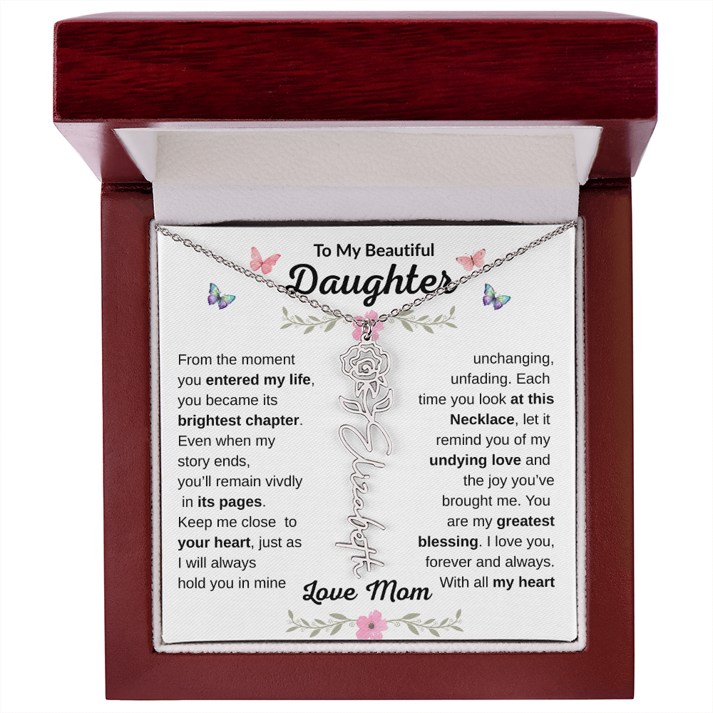 Beautiful customizable Birth Flower Name Necklace