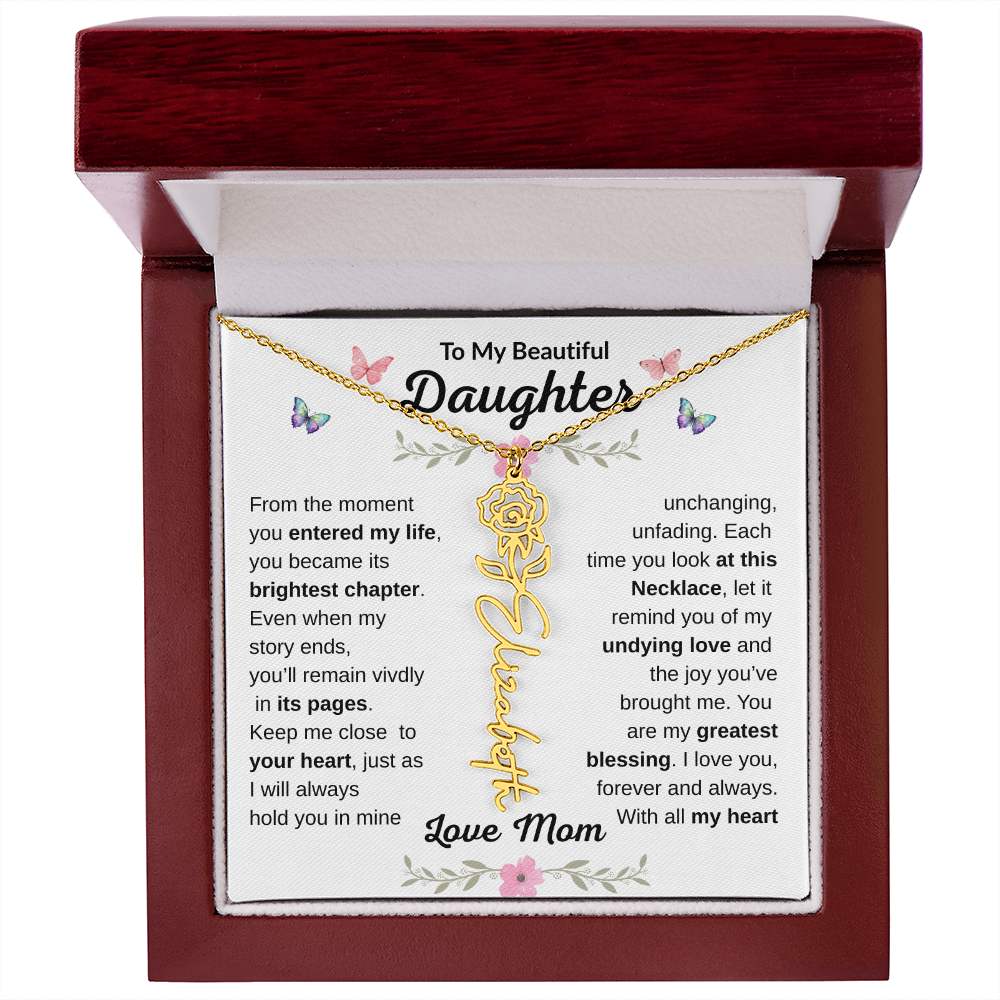 Beautiful customizable Birth Flower Name Necklace