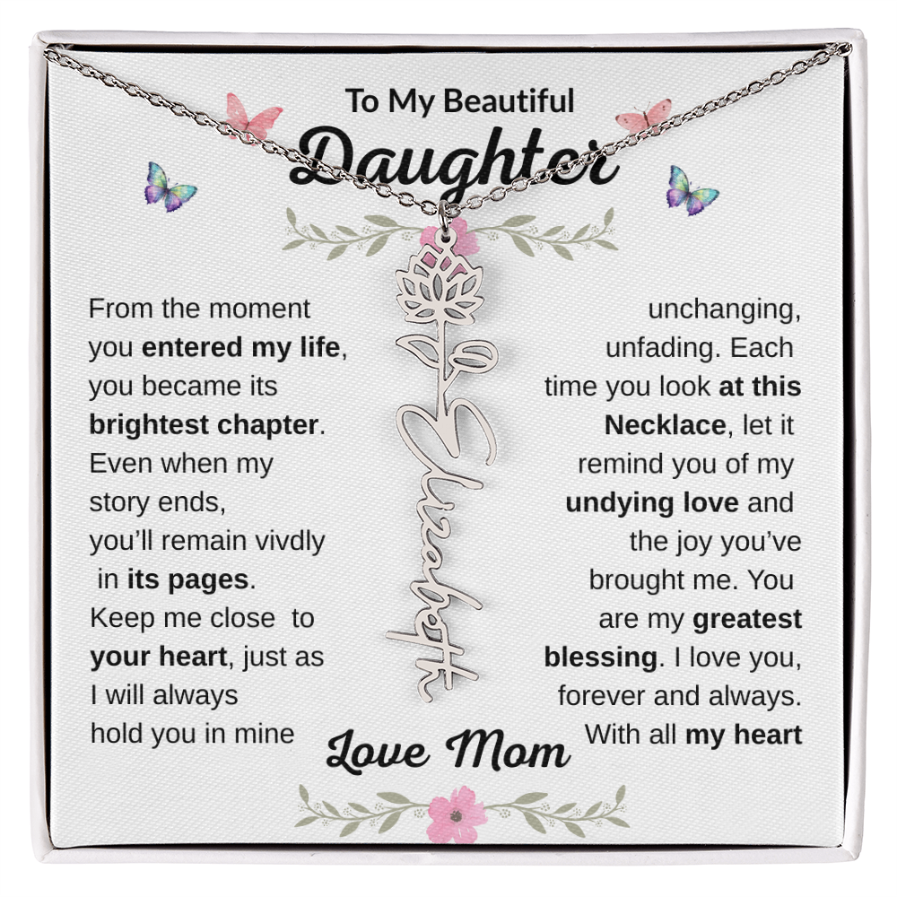 Beautiful customizable Birth Flower Name Necklace