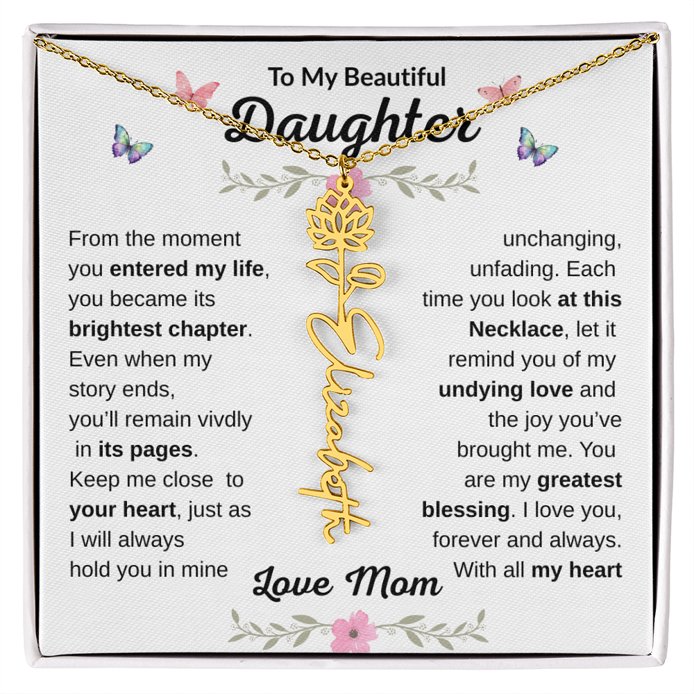 Beautiful customizable Birth Flower Name Necklace