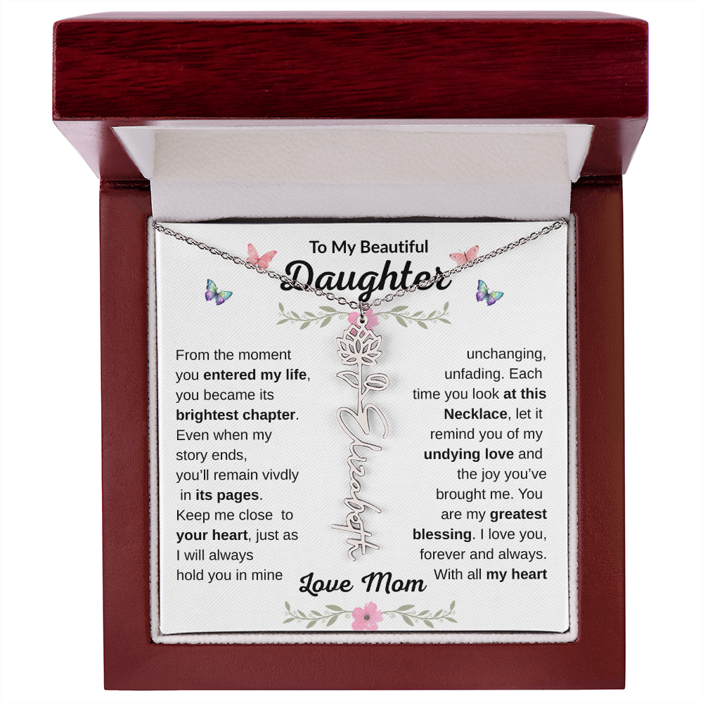 Beautiful customizable Birth Flower Name Necklace