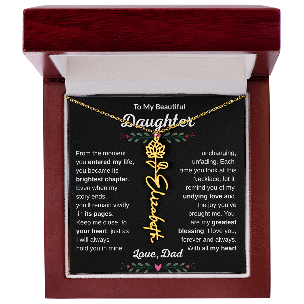 Beautiful customizable Birth Flower Name Necklace
