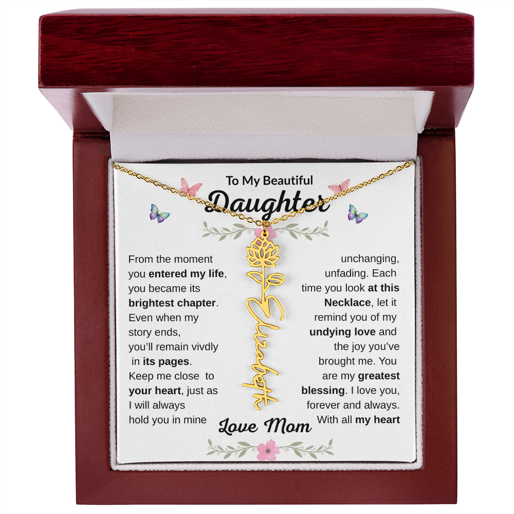 Beautiful customizable Birth Flower Name Necklace