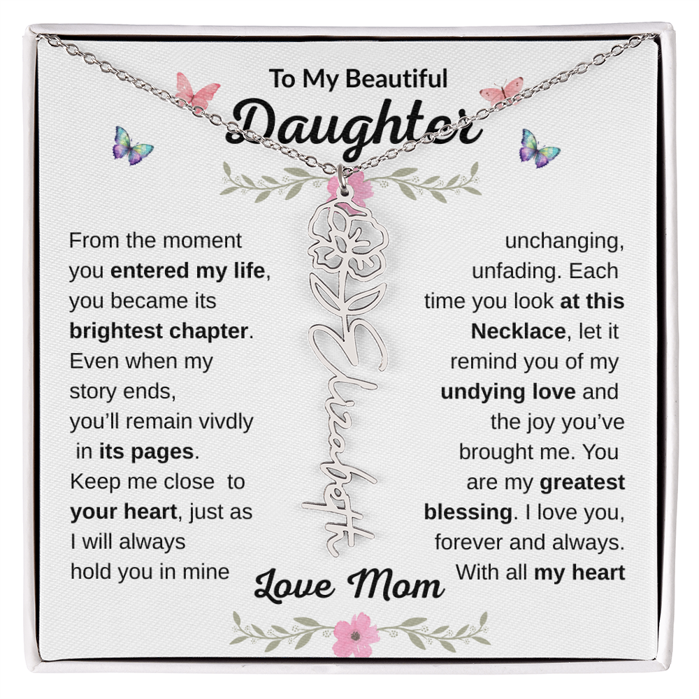 Beautiful customizable Birth Flower Name Necklace