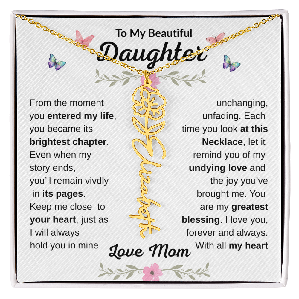 Beautiful customizable Birth Flower Name Necklace
