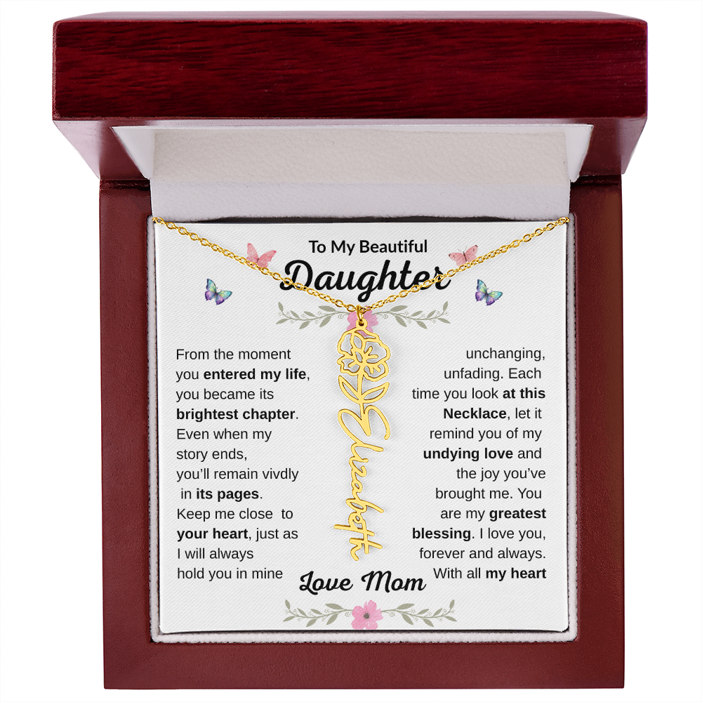Beautiful customizable Birth Flower Name Necklace