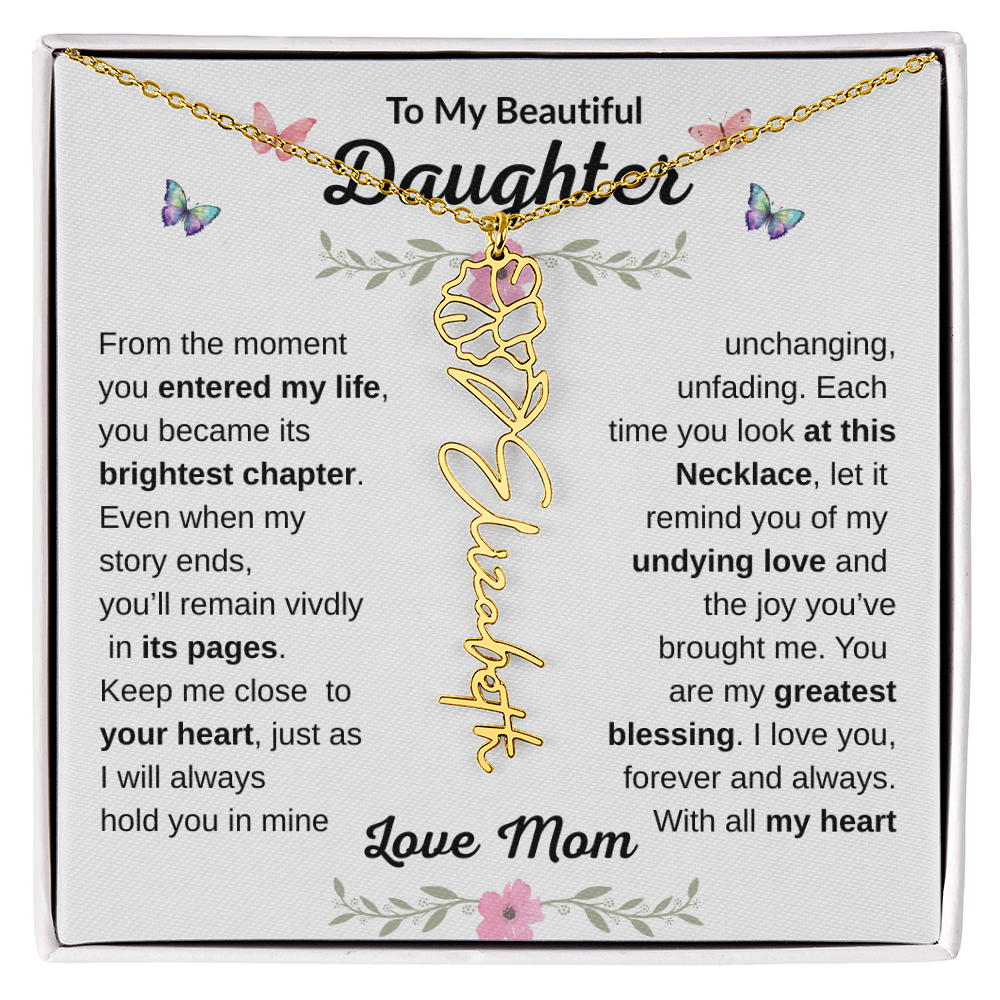 Beautiful customizable Birth Flower Name Necklace
