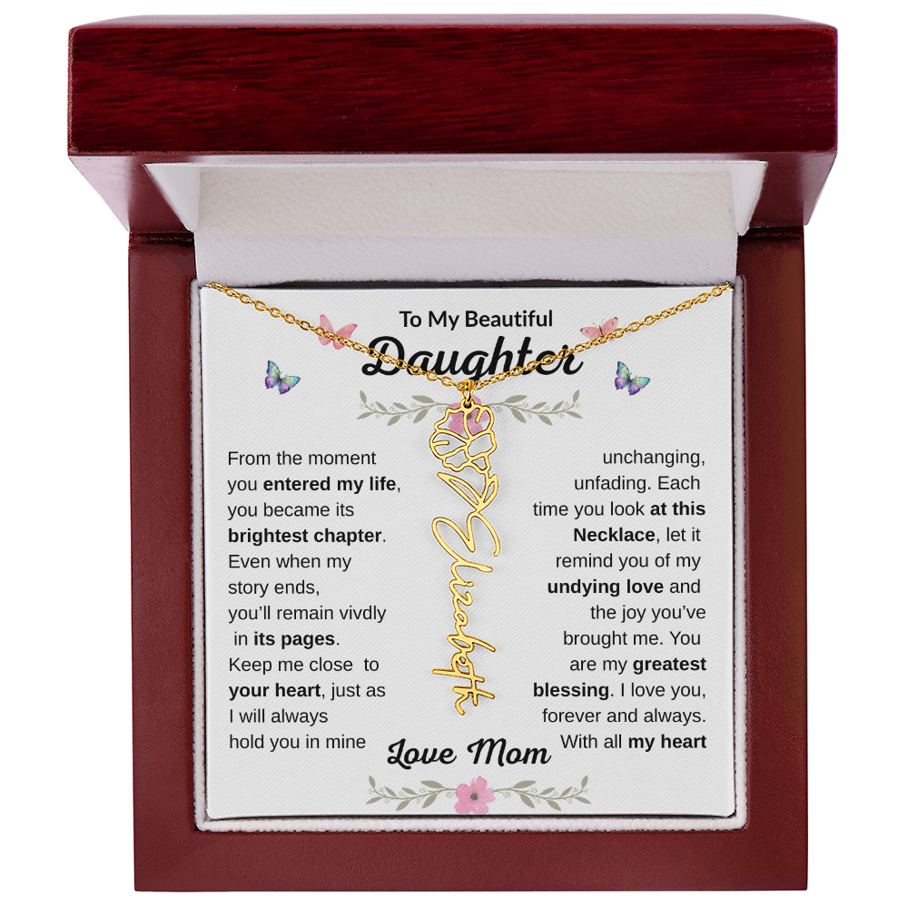 Beautiful customizable Birth Flower Name Necklace