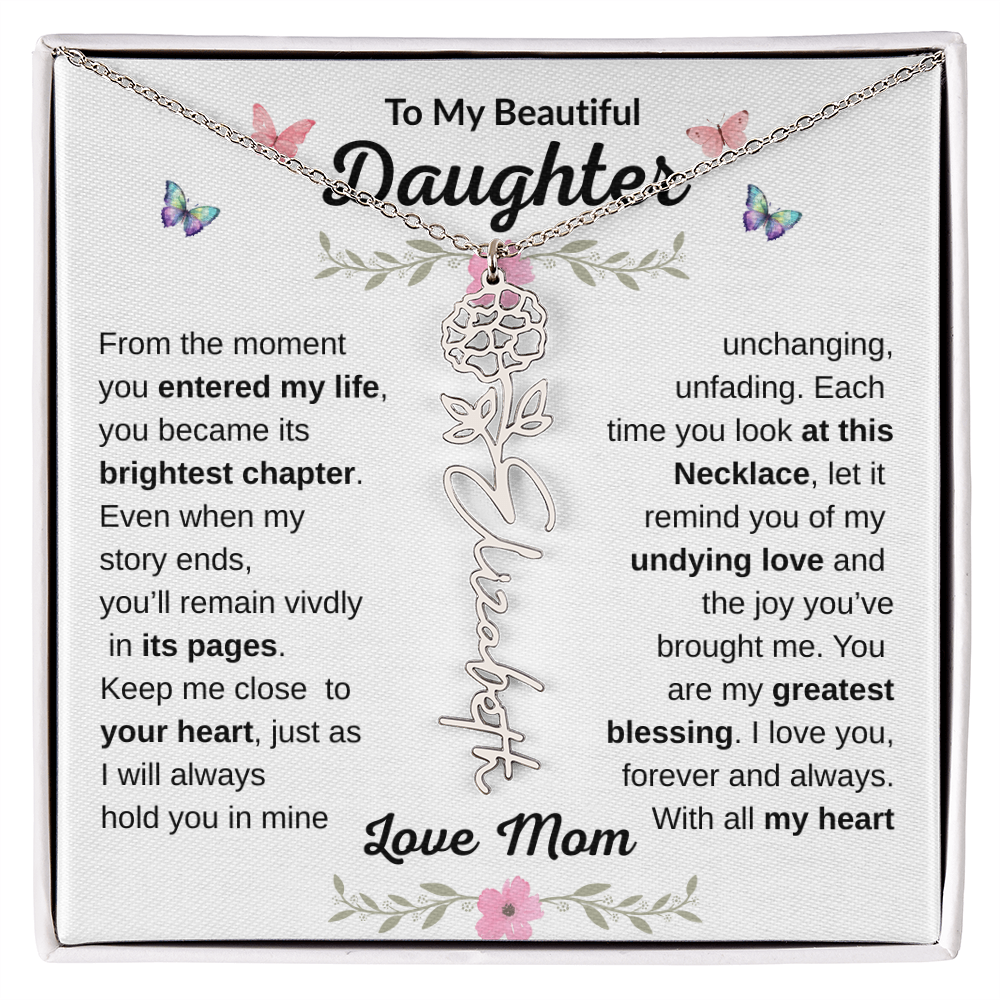 Beautiful customizable Birth Flower Name Necklace