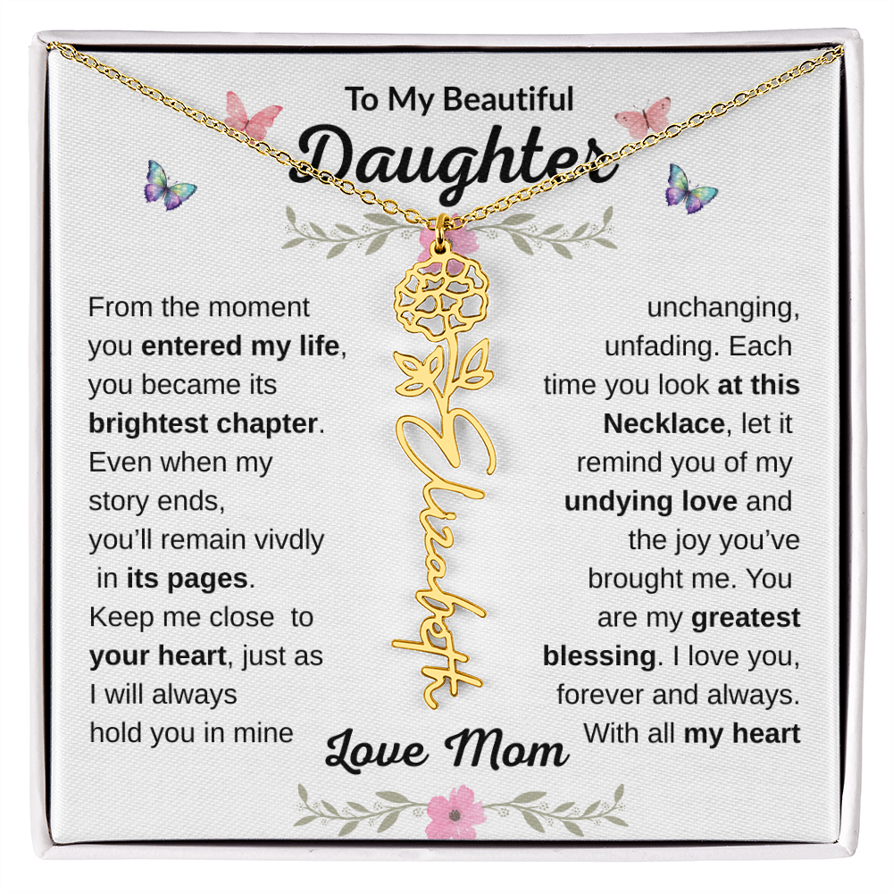 Beautiful customizable Birth Flower Name Necklace