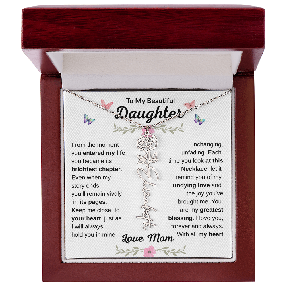 Beautiful customizable Birth Flower Name Necklace