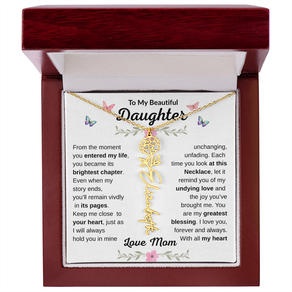 Beautiful customizable Birth Flower Name Necklace