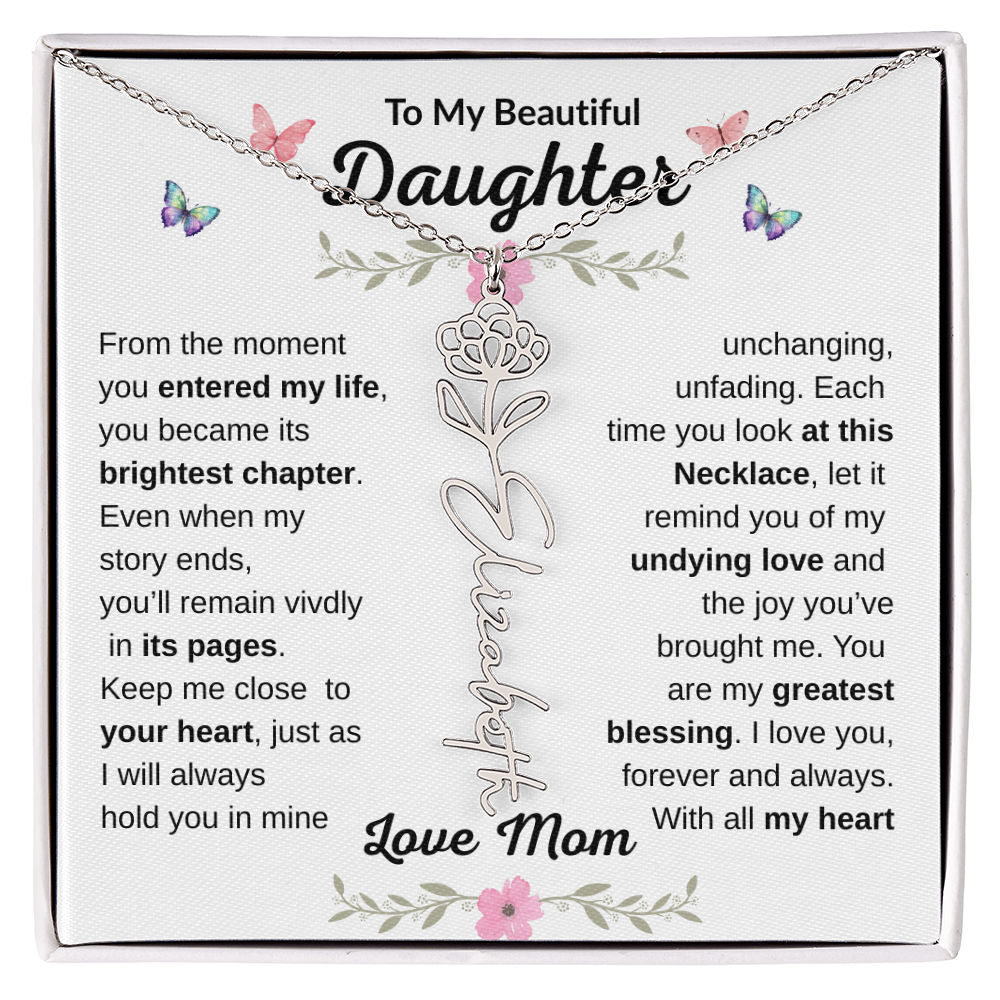Beautiful customizable Birth Flower Name Necklace