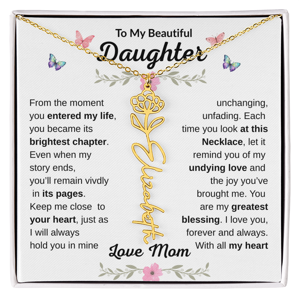 Beautiful customizable Birth Flower Name Necklace